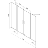 Mexen Velar Duo écran de baignoire à 2 ailes coulissante 140 x 150 cm, transparent, gun gray brossé - 896-140-000-02-66