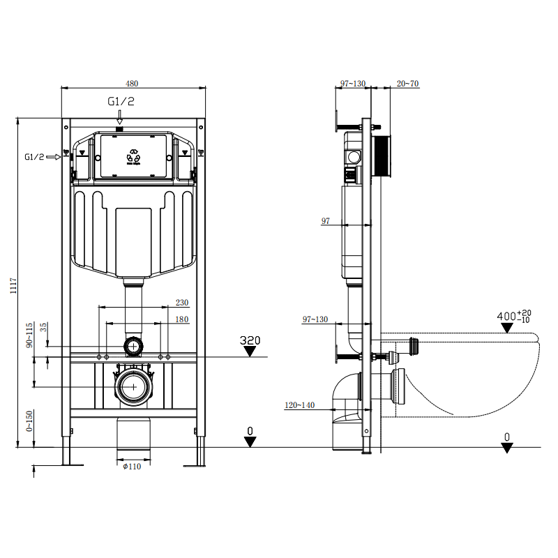 Mexen Fenix E bâti-support encastré pour WC - 60109
