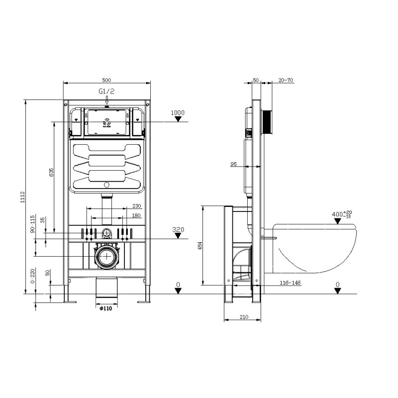 Mexen Fenix F cadre encastré autoportant pour WC - 60101