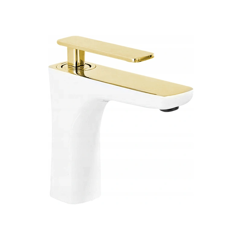 Mexen Indus robinet de lavabo, Blanc/Or - 744600-25