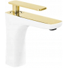 Mexen Indus robinet de lavabo, Blanc/Or - 744600-25