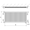 Radiateur en tôle Mexen CV11 600 x 2200 mm, raccordement inférieur, 2053 W, blanc - W611-060-220-00