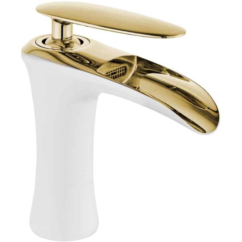 Mexen Lyra robinet de lavabo, Blanc/Or - 745300-25
