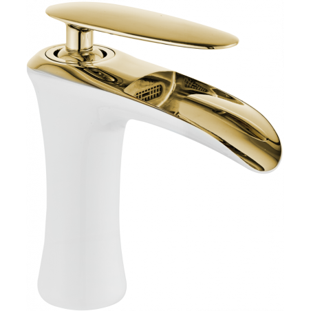 Mexen Lyra robinet de lavabo, Blanc/Or - 745300-25