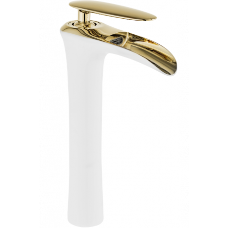 Mexen Lyra robinet de lavabo haut, Blanc/Or - 745310-25