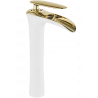 Mexen Lyra robinet de lavabo haut, Blanc/Or - 745310-25