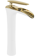 Mexen Lyra robinet de lavabo haut, Blanc/Or - 745310-25