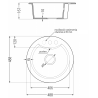 Mexen Diego évier en granit 1 bac 488 x 480 mm, gris, siphon chromé - 6512481000-71