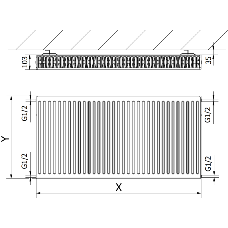Mexen C22 radiateur à plaques 600 x 900 mm, raccordement latéral, 1487 W, blanc - W422-060-090-00