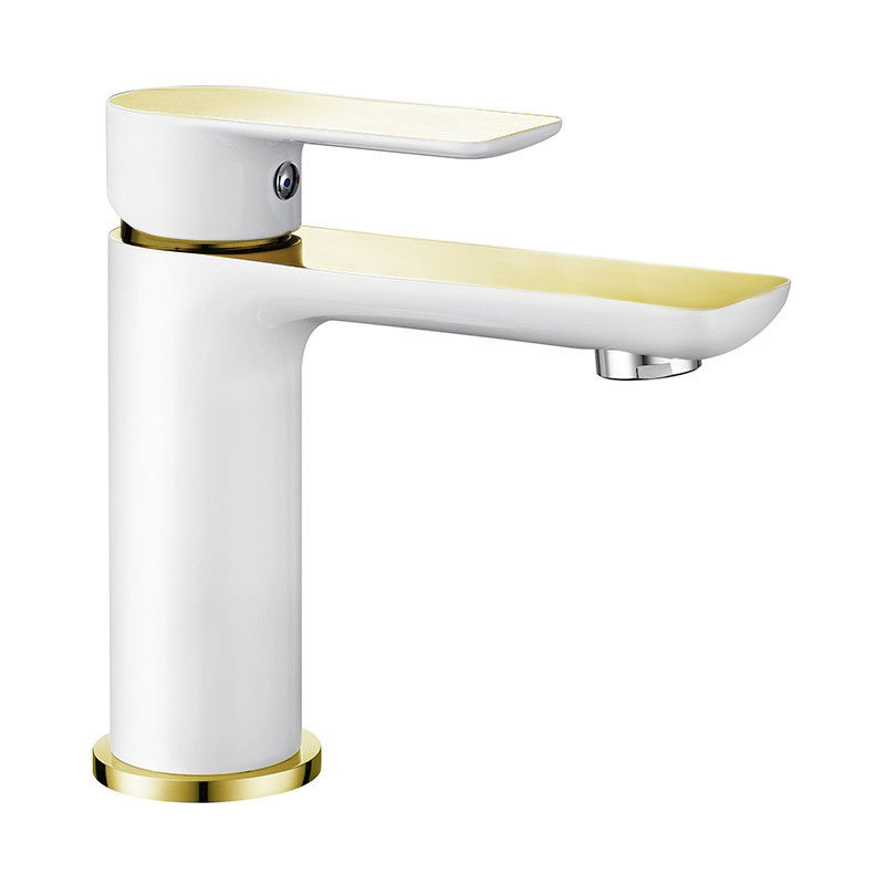 Mexen Alfa robinet de lavabo, Blanc/Or - 745700-25
