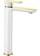 Mexen Alfa robinet de lavabo haut, Blanc/Or - 745710-25