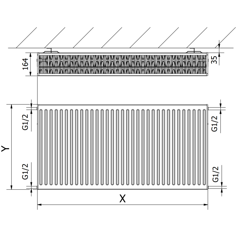 Mexen C33 radiateur à plaques 600 x 1300 mm, raccordement latéral, 3035 W, blanc - W433-060-130-00