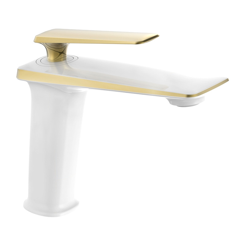 Mexen Purus robinet de lavabo, blanc/doré - 745800-25