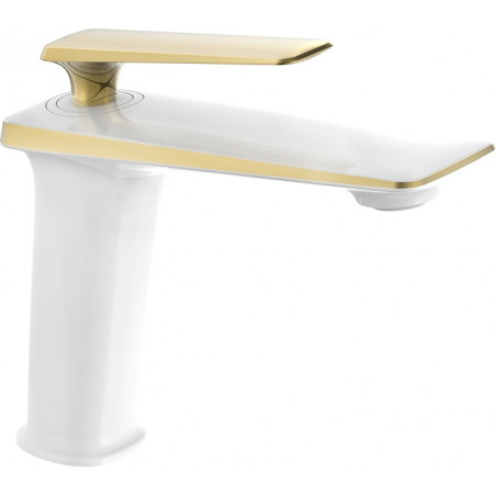 Mexen Purus robinet de lavabo, blanc/doré - 745800-25