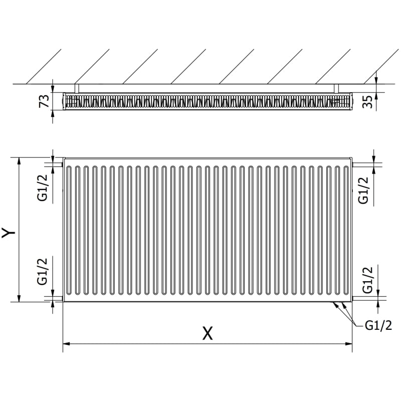 Mexen CV21 radiateur à panneau 900 x 1300 mm, raccordement inférieur, 2309 W, blanc - W621-090-130-00