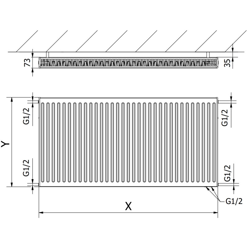 Mexen CV21 radiateur panneau 900 x 1800 mm, raccordement par le bas, 3197 W, blanc - W621-090-180-00