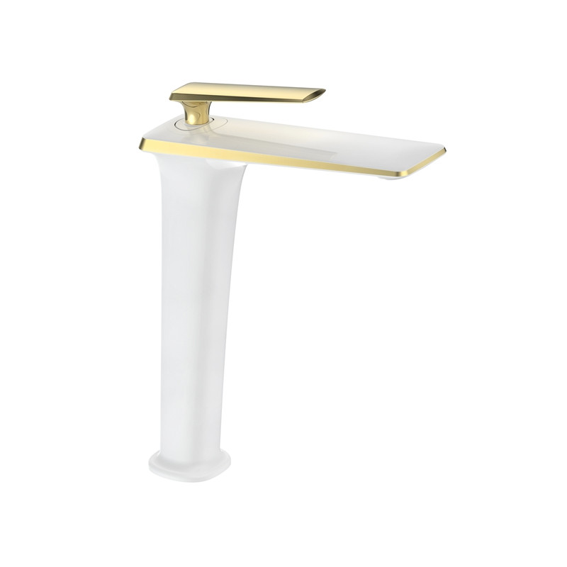 Mexen Purus robinet de lavabo haut, blanc/doré - 745810-25