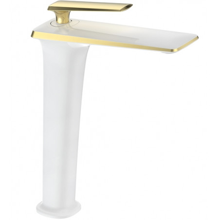 Mexen Purus robinet de lavabo haut, blanc/doré - 745810-25