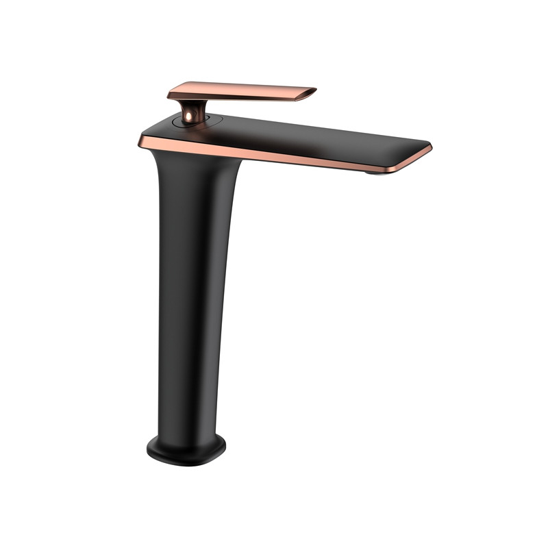 Mexen Purus mitigeur de lavabo haut, noir/or rose - 745810-76
