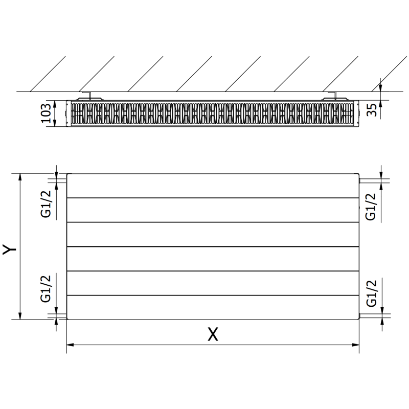 Mexen Line CL22 radiateur à panneau 300 x 1100 mm, connexion latérale, 991 W, blanc - W422L-030-110-00