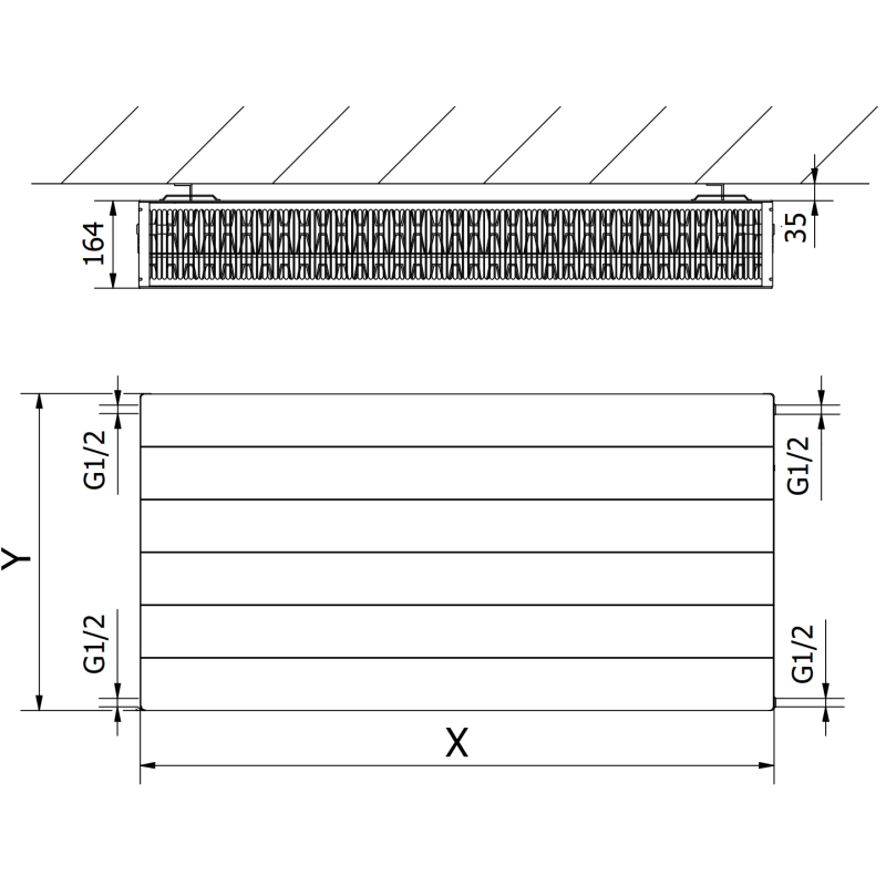 Mexen Line CL33 radiateur à plaque 300 x 1300 mm, connexion latérale, 1612 W, blanc - W433L-030-130-00