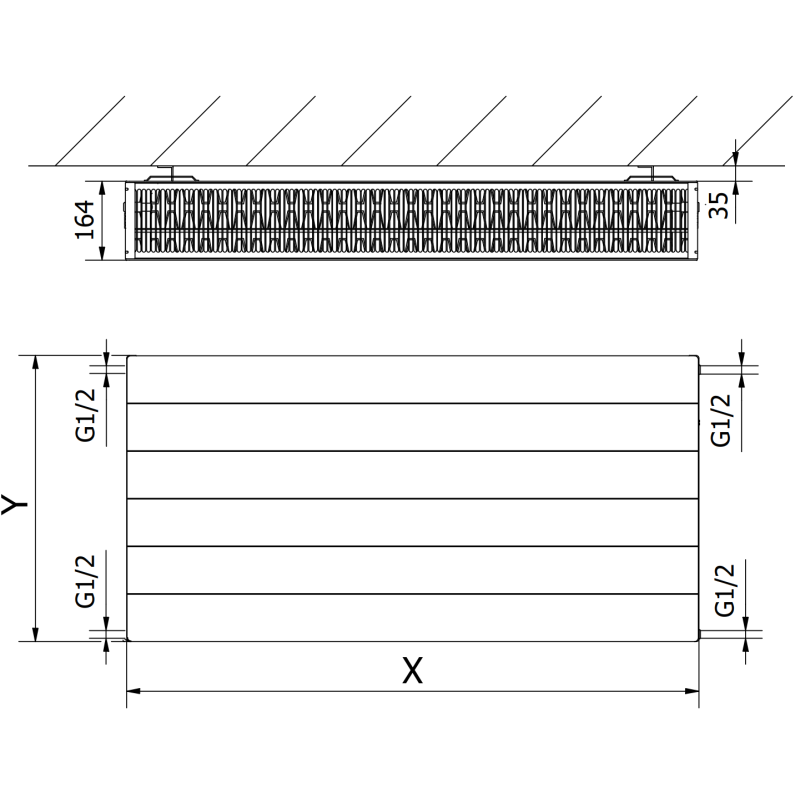 Mexen Line CL33 radiateur à plaques 400 x 1100 mm, raccordement latéral, 1740 W, blanc - W433L-040-110-00