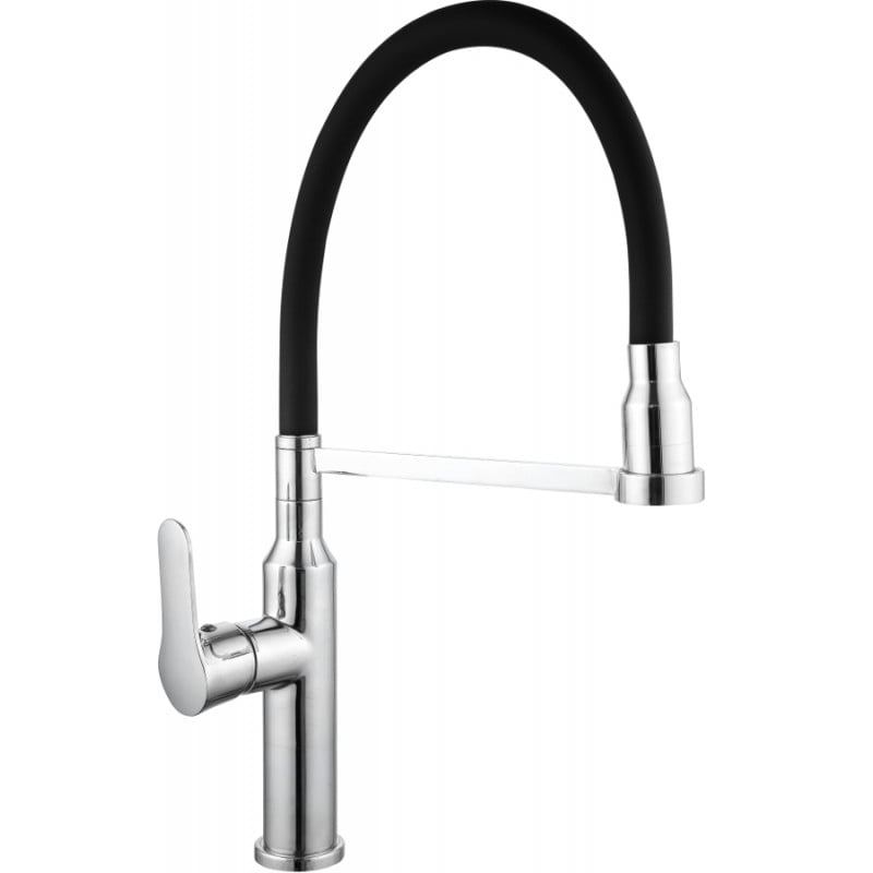 Mexen Edna robinet de cuisine, Chrome/Noir - 672900-00