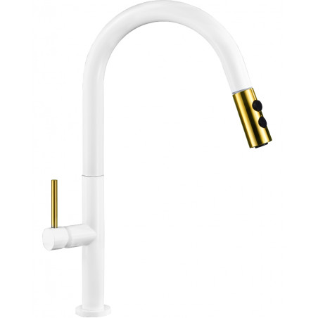 Mexen Ava robinet de cuisine, blanc/doré - 672800-25