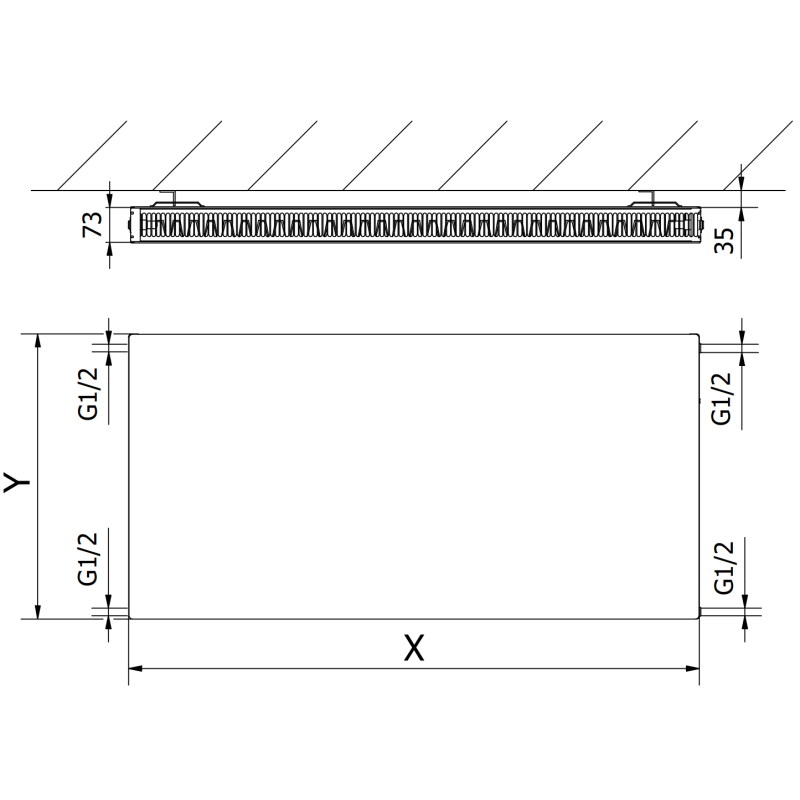 Mexen Flat CF21 radiateur à plaque 500 x 500 mm, raccordement latéral, 504 W, blanc - W421F-050-050-00