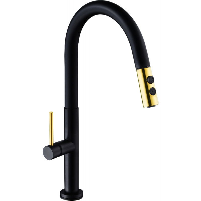 Mexen Ava robinet de cuisine, Noir/Or - 672800-75