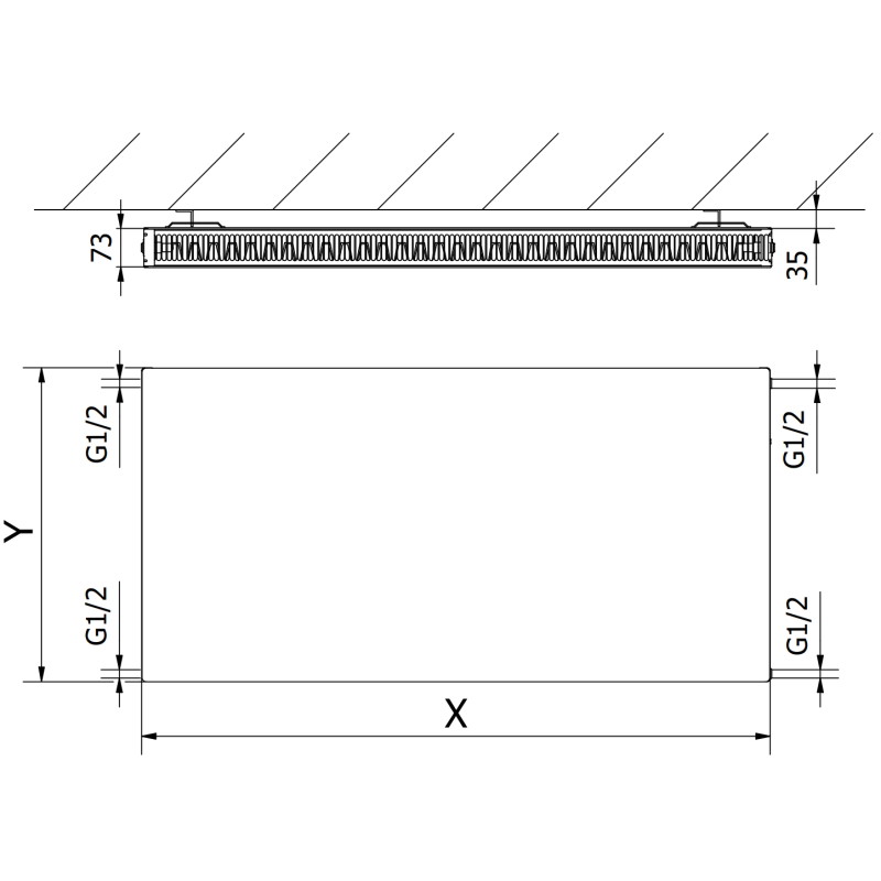 Mexen CF21 Radiateur plat 600 x 900 mm, raccordement latéral, 1089 W, blanc - W421F-060-090-00