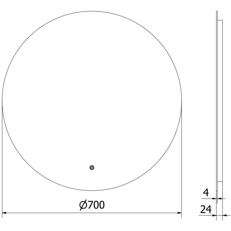 Mexen Erg miroir de salle de bains éclairé, rond 70 cm, LED 6000K, anti-buée - 9823-070-070-611-00