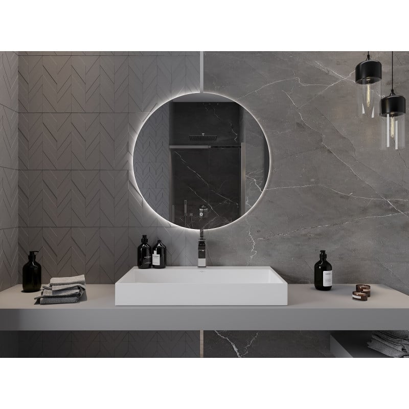 Mexen Erg miroir de salle de bain éclairé, rond 80 cm, LED 6000K, anti-buée - 9823-080-080-611-00