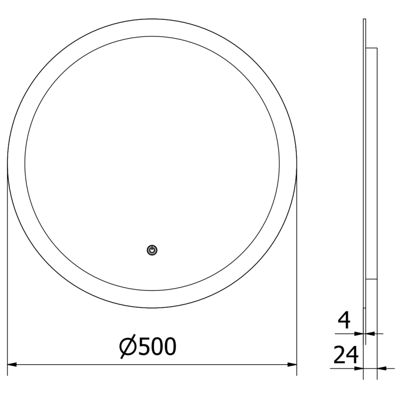 Mexen Oro miroir de salle de bain éclairé, rond 50 cm, LED 6000K, anti-buée - 9824-050-050-611-00