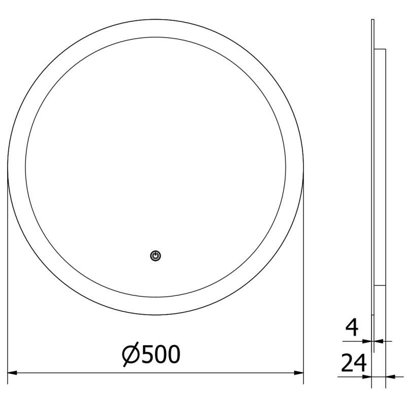 Mexen Oro miroir de salle de bain éclairé, rond 50 cm, LED 6000K, antibuée - 9824-050-050-611-00