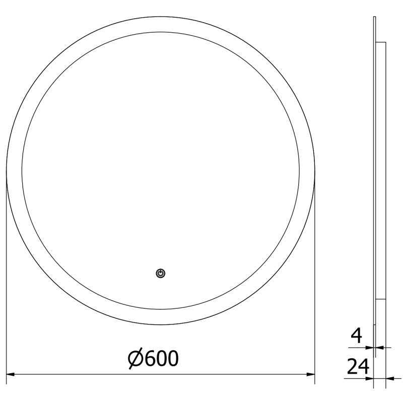 Mexen Oro miroir de salle de bain éclairé, rond 60 cm, LED 6000K, anti-buée - 9824-060-060-611-00
