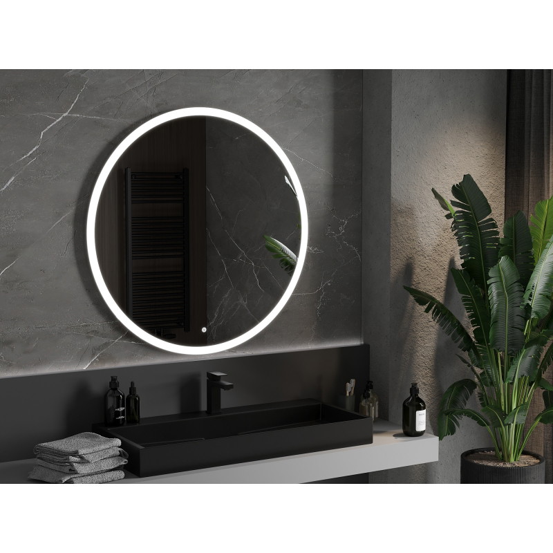 Mexen Oro miroir de salle de bain éclairé, rond 100 cm, LED 6000K, anti-buée - 9824-100-100-611-00