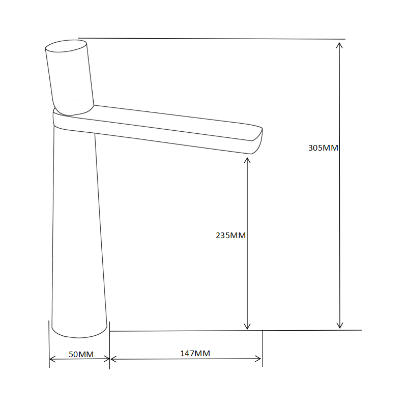 Mexen Nox robinet de lavabo haut, noir - 744210-70
