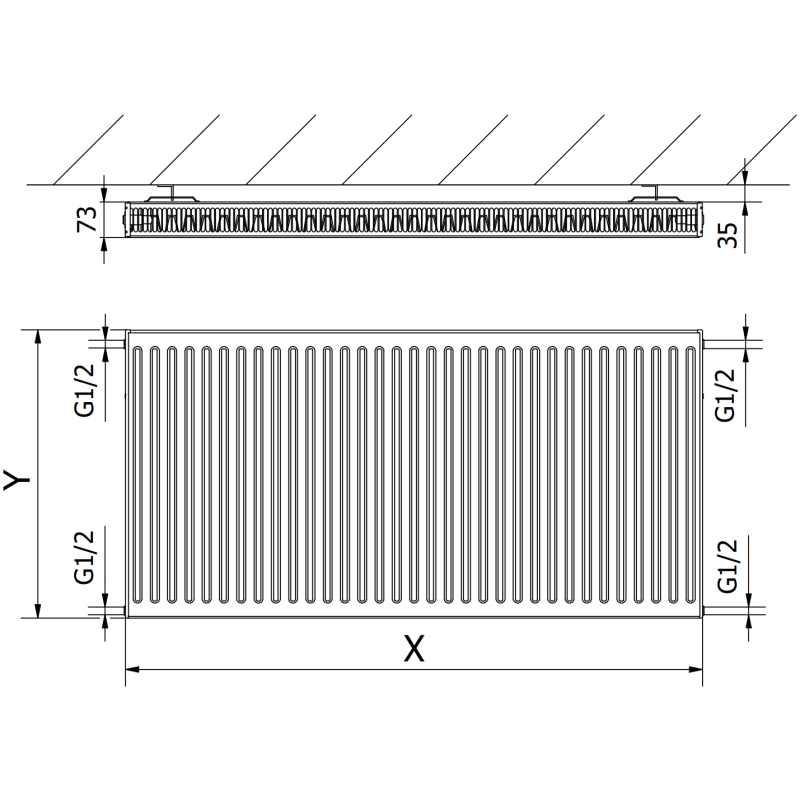 Mexen C21 radiateur à panneaux 400 x 3000 mm, connexion latérale, 2779 W, anthracite - W421-040-300-66
