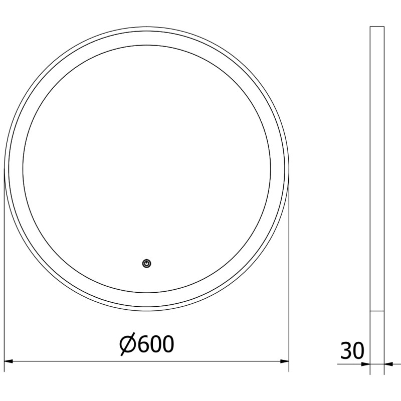 Mexen Esso Miroir de salle de bains éclairé, rond, 60 cm, LED 6000K, antibuée, cadre doré brossé - 9825-060-060-611-50