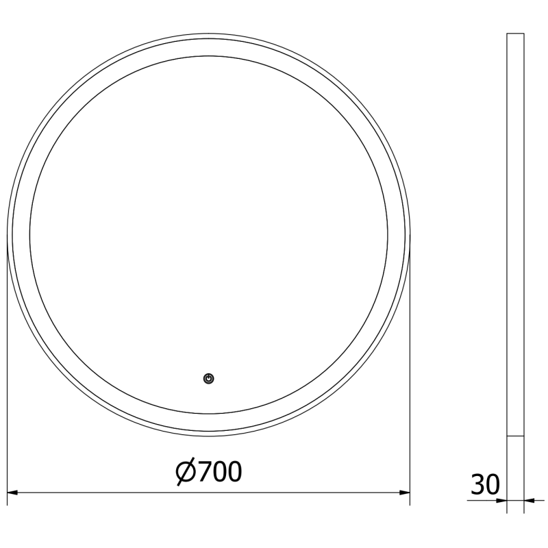 Mexen Esso miroir de salle de bain rétroéclairé, rond 70 cm, LED 6000K, antibuée, cadre doré - 9825-070-070-611-50