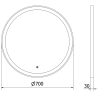 Mexen Esso miroir de salle de bain éclairé, rond 70 cm, LED 6000K, anti-buée, cadre doré - 9825-070-070-611-50