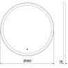 Mexen Esso miroir de salle de bains éclairé, rond 80 cm, LED 6000K, antibuée, cadre doré - 9825-080-080-611-50
