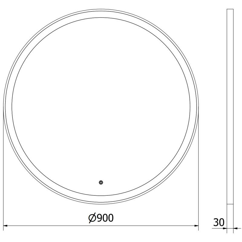 Mexen Esso miroir de salle de bain éclairé, rond 90 cm, LED 6000K, anti-buée, cadre doré - 9825-090-090-611-50