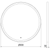 Mexen Esso miroir de salle de bain éclairé, rond 90 cm, LED 6000K, anti-buée, cadre doré - 9825-090-090-611-50