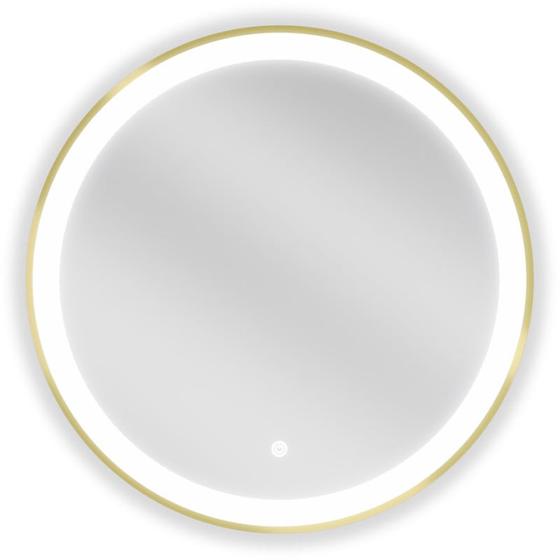 Mexen Esso miroir de salle de bains éclairé, rond 60 cm, LED 6000K, antibuée, cadre doré - 9825-060-060-611-50