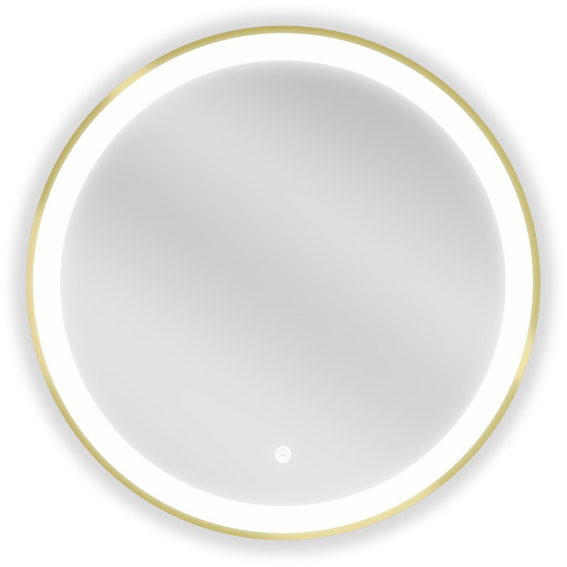 Mexen Esso Miroir de salle de bains éclairé, rond, 60 cm, LED 6000K, antibuée, cadre doré brossé - 9825-060-060-611-50