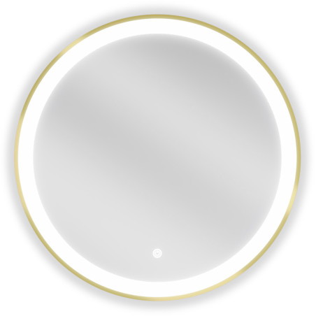 Mexen Esso Miroir de salle de bains éclairé, rond, 60 cm, LED 6000K, antibuée, cadre doré brossé - 9825-060-060-611-50
