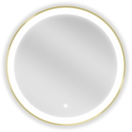 Mexen Esso Miroir de salle de bains éclairé, rond, 60 cm, LED 6000K, antibuée, cadre doré brossé - 9825-060-060-611-50