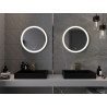 Mexen Esso Miroir de salle de bains éclairé, rond, 60 cm, LED 6000K, antibuée, cadre doré brossé - 9825-060-060-611-50